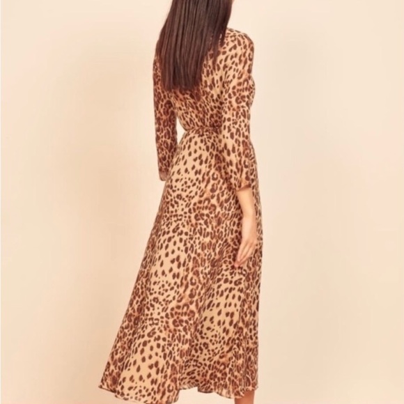 NWOT Reformation Alessandra dress Cat (leopard print) wrap dress size S - Picture 4 of 7